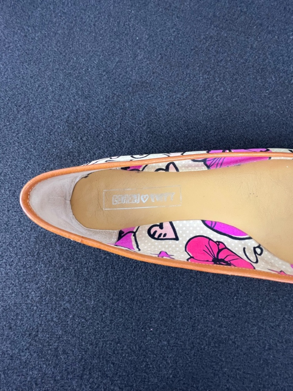 Coach Poppy Darling Graffiti Print Ballet Flats Pink Cream Leather Trim Size 7 - Picture 5 of 15